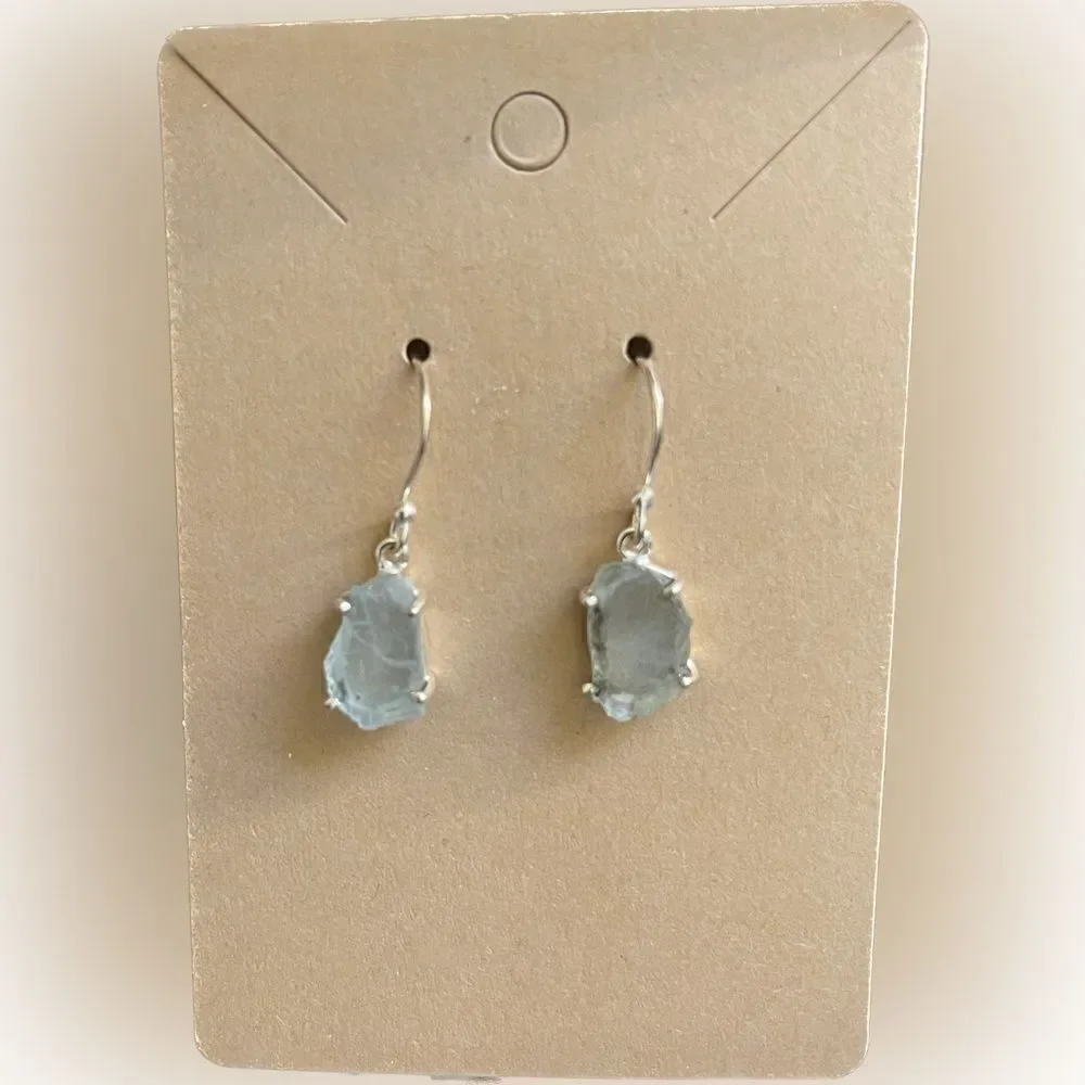 Raw Aquamarine & Sterling Silver Earrings